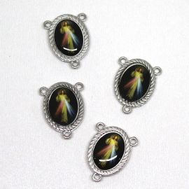Salve Rainha de Metal / 20x15mm - Resinado - Jesus Misericordioso (unidade) - Níquel