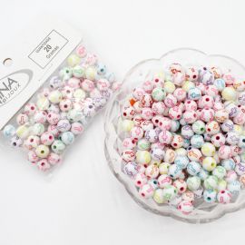 Bola Plástica / 8mm - Detalhe de Cruz - Cores Diversas (20 Gramas)