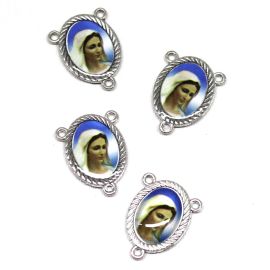 Salve Rainha de Metal / 20x15mm - Resinado - Rainha da Paz (Unidade) - Níquel