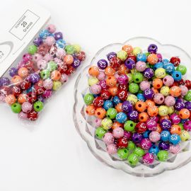 Bola Plástica / 8mm - Cores Diversas - Detalhe de Cruz (20 gramas)