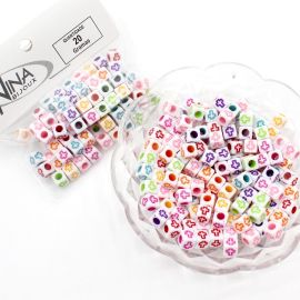 Cubo Plástico / 6mm - Detalhe Cruz - Cores Diversas (20 Gramas)