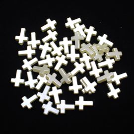 Entremeio de ABS Perolado / Crucifixo 15x12mm (10 gramas) - Rosê