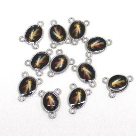 Salve Rainha de Metal / 16x12mm - Resinado - Jesus Misericordioso (Unidade) - Níquel