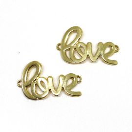 Entremeio de Metal / 31x51mm - Love (unidade) - Dourado