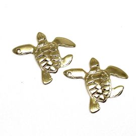 Pingente de Metal / 39x45mm - Tartaruga (unidade) - Dourada