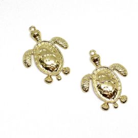 Pingente de Metal / 41x32mm - Tartaruga (unidade) - Dourado