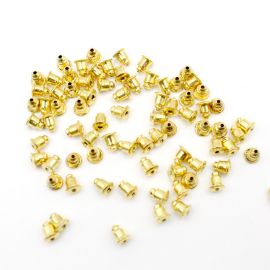 Tarraxa de Metal / 5x6mm - Pressão (Pacote c/10 pares)  - Dourado