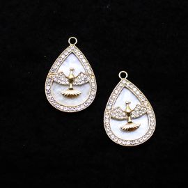 Medalhão de N. Senhora Aparecida / 43x29mm - Gota - Pomba da Paz (unidade)
