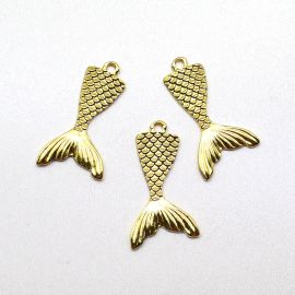 Pingente de Metal / 36x21mm - Rabo de Sereia (unidade) - Dourado