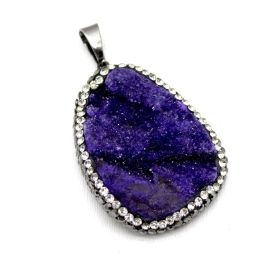 Pingente Pedra Natural / Drusa Roxa - 48x34mm  (Unidade) 