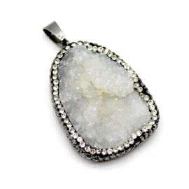 Pingente Pedra Natural / Drusa Branca - 48x34mm  (Unidade) 