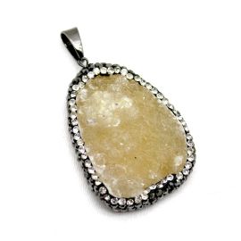 Pingente Pedra Natural / Drusa Bege - 48x34mm  (Unidade) 