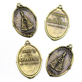 Medalha de Metal / 38x26mm - N. Sra Aparecida (Unidade) - Ouro Velho
