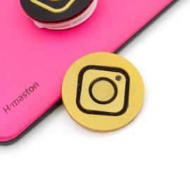 Aplique de Acrílico / 40mm - Instagram (Unidade) - Dourado