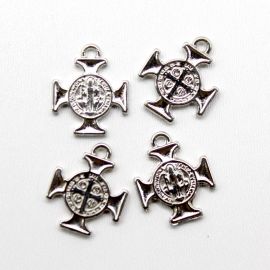 Medalha de Metal / 22x18mm - Cruz de São Bento (Unidade)-Níquel
