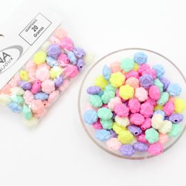 Mix Multicolorido Leitoso / 10mm - Flor - Rosa  (20 gramas)