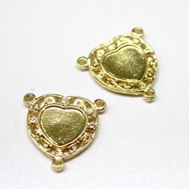 Salve Rainha de Metal / 24mm - Coração para Resinar (Unidade) - Dourado