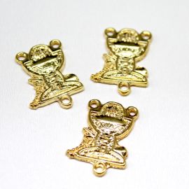 Salve Rainha de Metal / 24x12mm - Sagrada Comunhão JHS (unidade) - Dourado