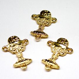 Salve Rainha de Metal / 32X22mm - Sagrada Comunhão JHS (unidade) - Dourado