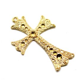 Crucifixo de Metal / Terço pra Noiva - 89x55mm (Unidade)-Dourado