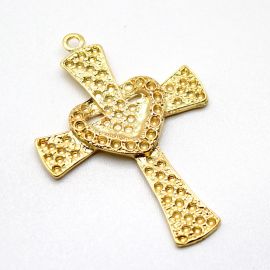 Crucifixo de Metal Dourado / Terço pra Noiva - 72x51mm (Unidade)