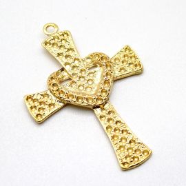 Cruz de Metal / Terço pra Noiva - 72x51mm (Unidade)-Dourado