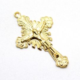 Crucifixo de Metal Dourado / 56x35mm - Cristo (Unidade)
