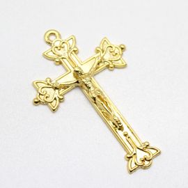 Crucifixo de Metal Dourado / 67x43mm - Cristo (Unidade)