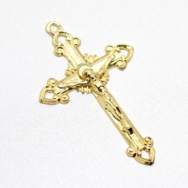 Crucifixo de Metal / 63x39mm - Cristo (Unidade)-Dourado