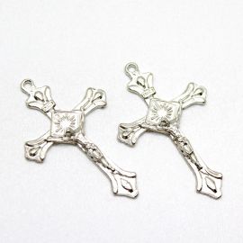 Crucifixo de Metal Níquel / 47x29mm - Cristo (Unidade)