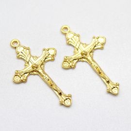 Crucifixo de Metal Dourado / 48x29mm - Cristo (Unidade)