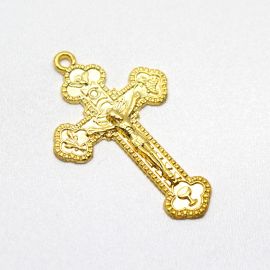 Crucifixo de Metal Dourado / 48x30mm - Cristo 1° Eucaristia (Unidade)