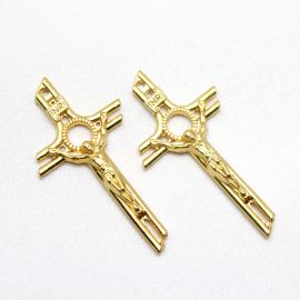 Crucifixo de Metal / 55x28mm - Cristo (Unidade)-Dourado