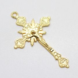 Crucifixo de Metal Dourado / 73x45mm - Cristo (Unidade)