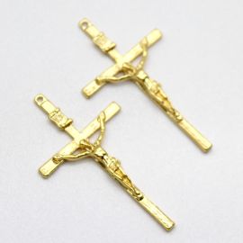 Crucifixo de Metal Dourado / 65x36mm - Cristo (Unidade)