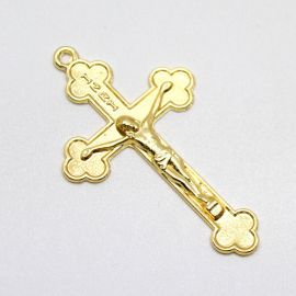 Crucifixo de Metal / 75x45mm - Cristo (Unidade)-Dourado