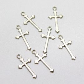 Crucifixo de Metal Níquel / 28x14mm - Liso (Unidade)