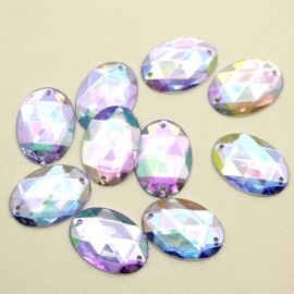 Chaton de Acrílico - Transparente Furta-Cor / Oval - 24x17mm (Unidade) 