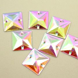 Chaton de Acrílico - Transparente Furta-Cor / Quadrado - 21mm (Unidade) 