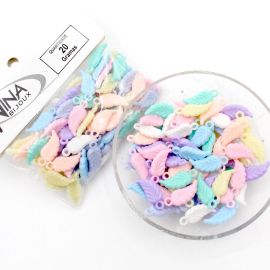 Mix Multicolorido Leitoso / 18x8mm - Pingente - Folha (20 gramas)