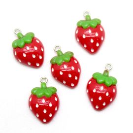 Pingente de Resina / 25x16mm - Morango (Unidade)