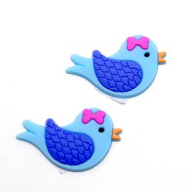 Aplique Emborrachado / 22x34mm - Passarinho Azul (unidade)