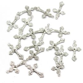 Mini Crucifixo de Metal / 27x17mm - (Unidade) -Níquel