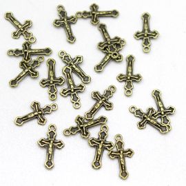 Mini Crucifixo de Metal / 20x11mm - (Unidade)-Ouro Velho