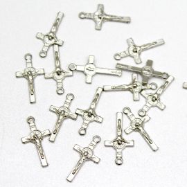 Mini Crucifixo de Metal / 22x12mm - (Unidade)-Níquel