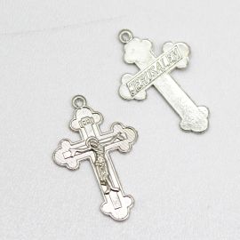 Crucifixo de Metal / 33x21mm - Com O Cristo (Unidade)-Níquel