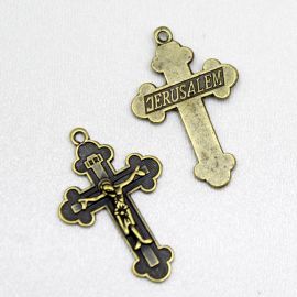 Crucifixo de Metal / 33x21mm - Com O Cristo (Unidade)-Ouro Velho
