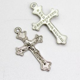 Crucifixo de Metal Para Terço do Casal / 44x26mm - (Unidade) -Níquel