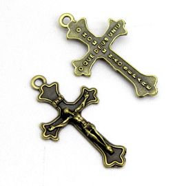 Crucifixo de Metal Para Terço do Casal / 44x26mm - (Unidade) -Ouro Velho