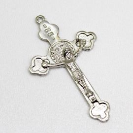 Crucifixo de Metal / 56x34mm - Cristo e São Bento (Unidade)